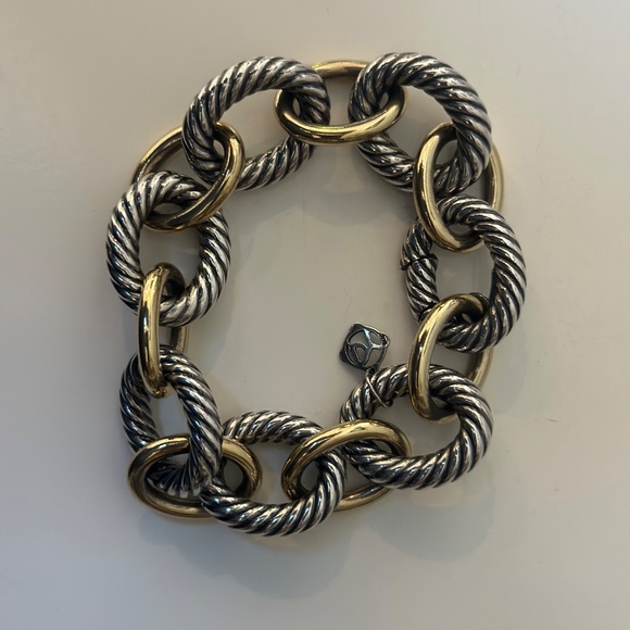 David Yurman OVAL LINK CHAIN BRACELET Sterling Silver with 18K Yellow Gold - Picture 5 of 6